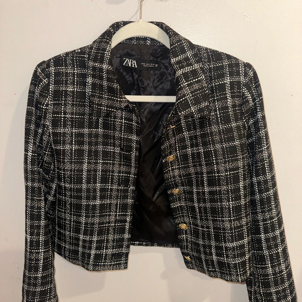Zara Women's Tweed Cropped Blazer